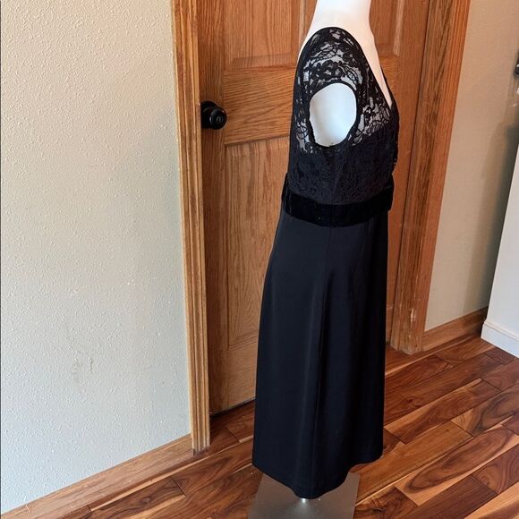 BANANA REPUBLIC Black Lace Cap Sleeve Velvet Bow Midi Cocktail Dress - Picture 6 of 12